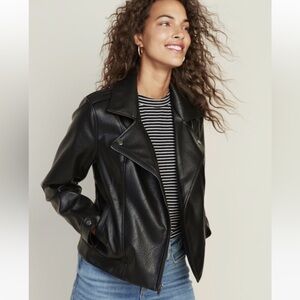 Old Navy Black Faux Leather Moto Asymmetric Zip Jacket